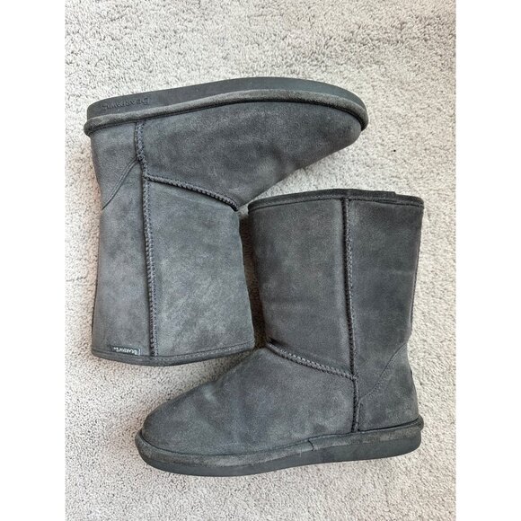 Bearpaw Emma Size 9 Shearling Fur Lined Winter 10" Boots Gray Suede - Picture 8 of 16
